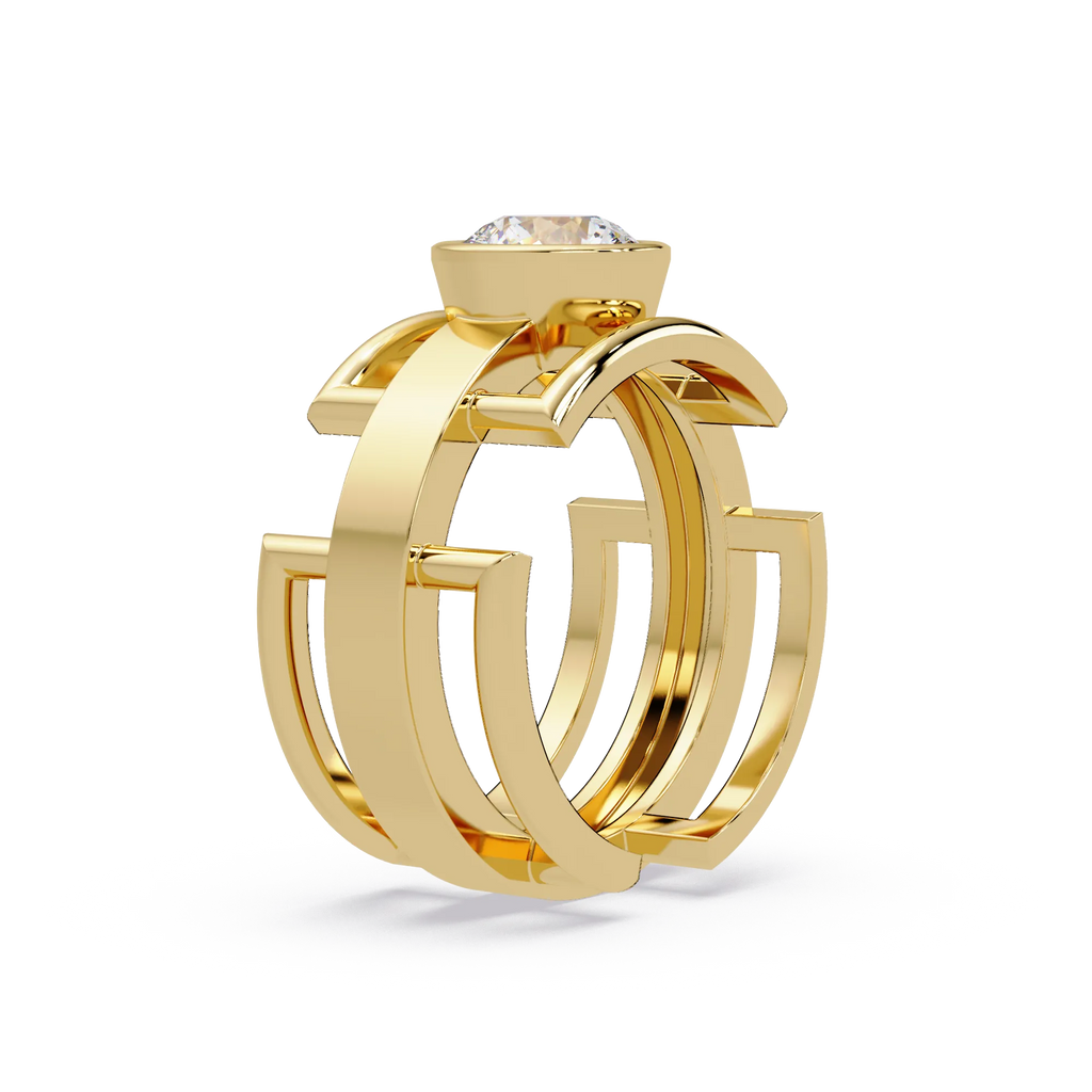 IGI Certified - 1 Ct. Lab Grown Diamond (VS/E-F) Apex Luxe Geometric Round Diamond Engagement Ring