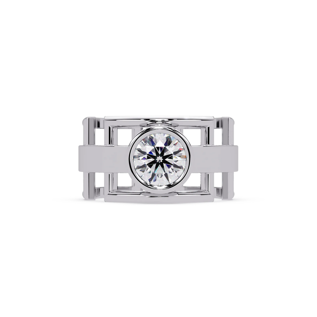 IGI Certified - 1 Ct. Lab Grown Diamond (VS/E-F) Apex Luxe Geometric Round Diamond Engagement Ring