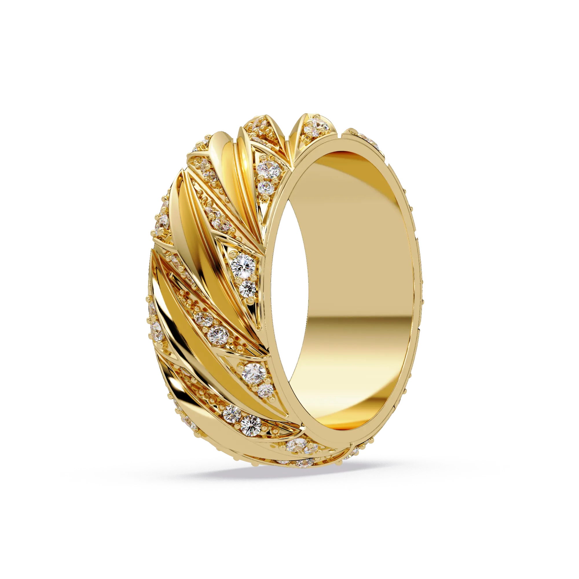 Luxe Diamond-Studded White Gold Swirl Ring