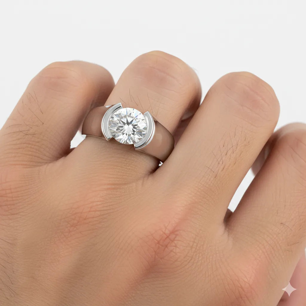 IGI Certified - 1.5 Ct. Lab Grown Diamond (VS/E-F) Round Diamond Ring with Minimalist Design Ring