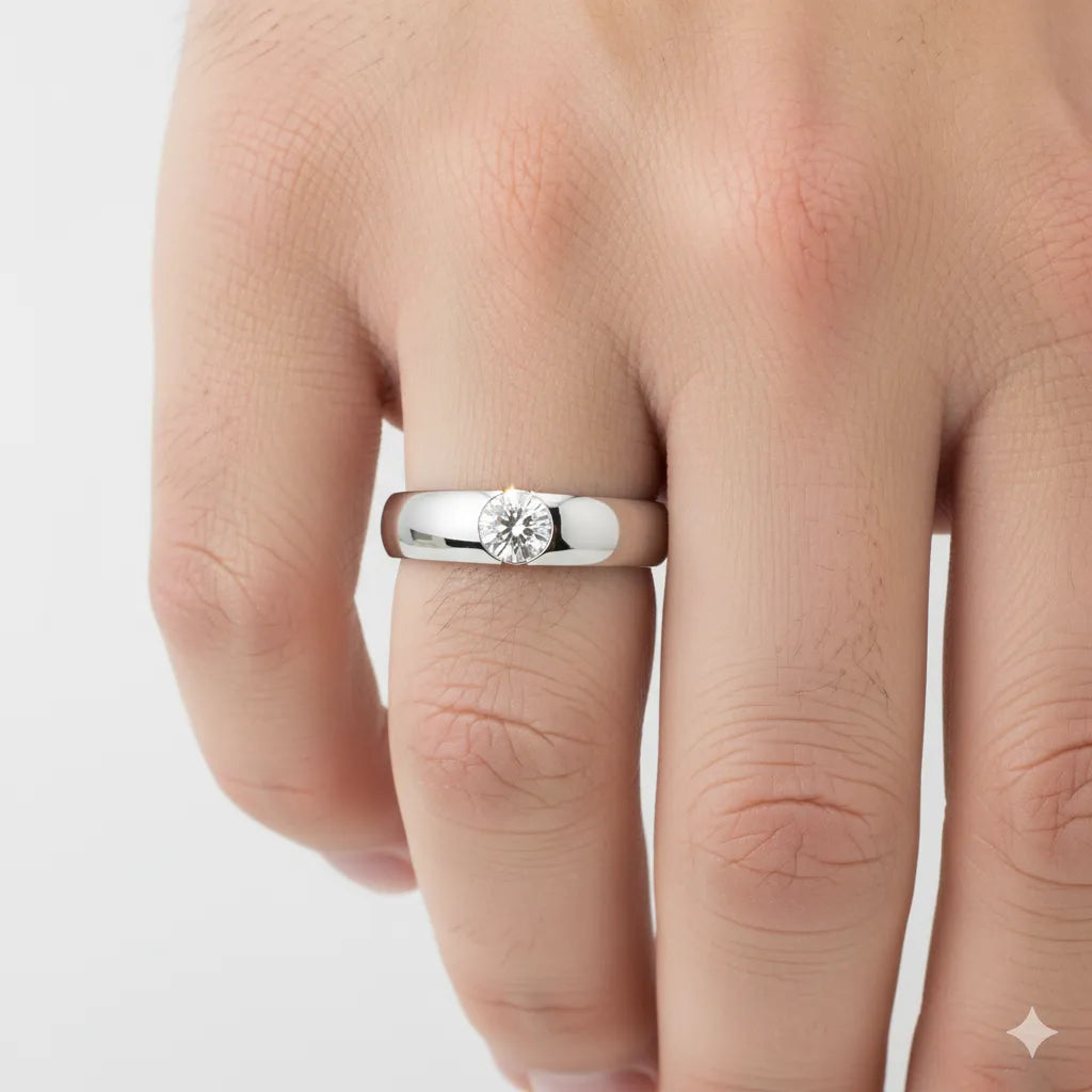 IGI Certified - 1/2 Ct. Lab Grown Diamond (VS/E-F) Custom Round Diamond Solitaire Ring – Men’s/Women’s Gold Band Ring