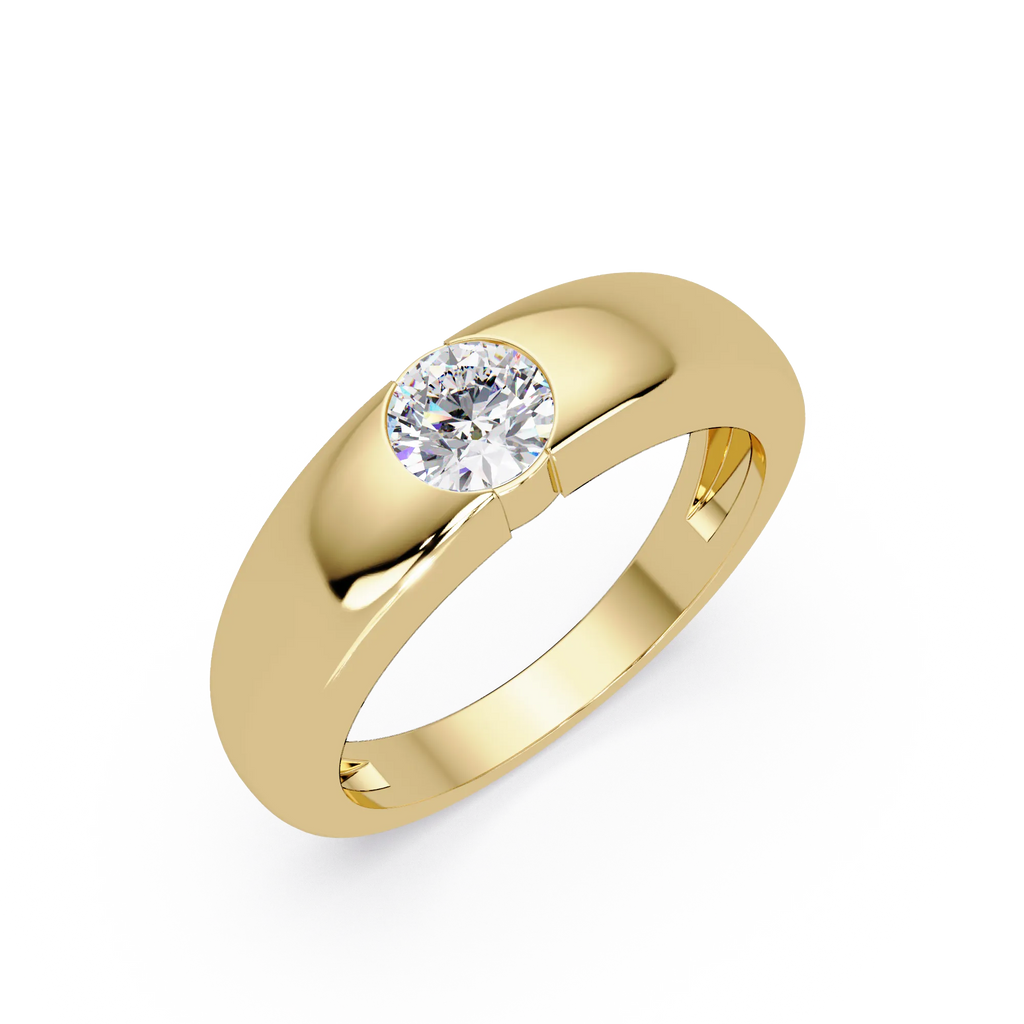 IGI Certified - 1/2 Ct. Lab Grown Diamond (VS/E-F) Custom Round Diamond Solitaire Ring – Men’s/Women’s Gold Band Ring