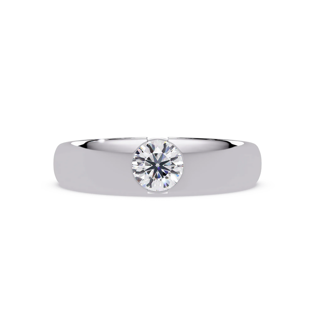 IGI Certified - 1/2 Ct. Lab Grown Diamond (VS/E-F) Custom Round Diamond Solitaire Ring – Men’s/Women’s Gold Band Ring