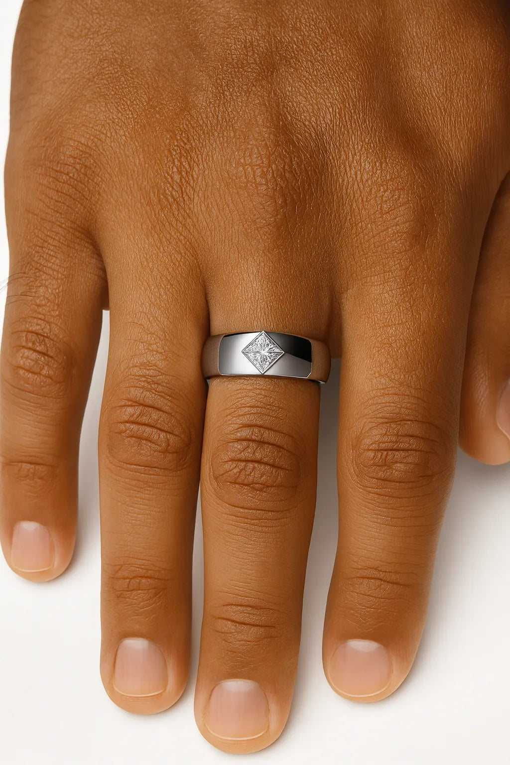 IGI Certified - 1/2 Ct. Lab Grown Diamond (VS/E-F) Sleek Diamond Band for Men – Princess Cut Design Ring