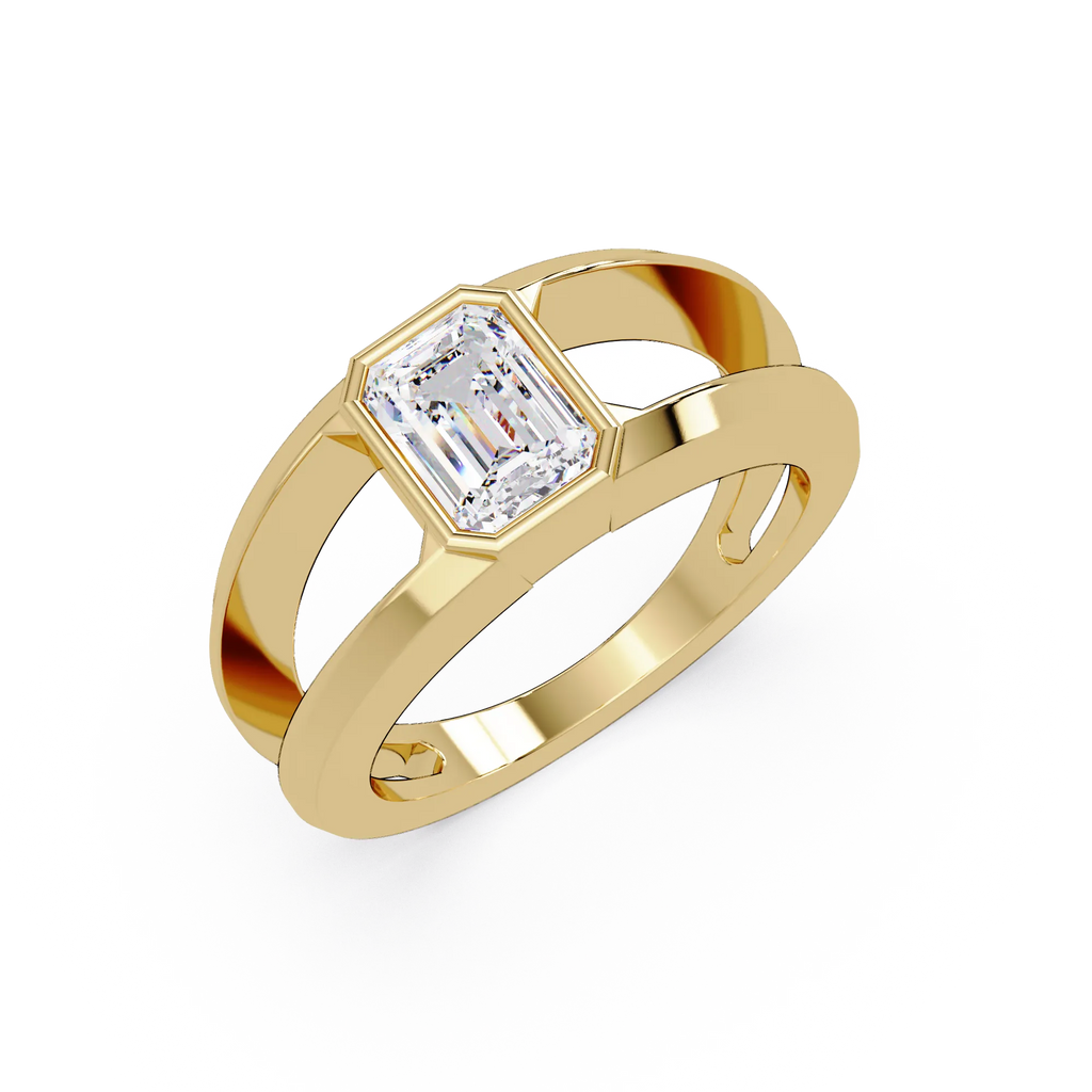 IGI Certified - 1 Ct. Lab Grown Diamond (VS/E-F) Emerald Cut Solitaire Ring