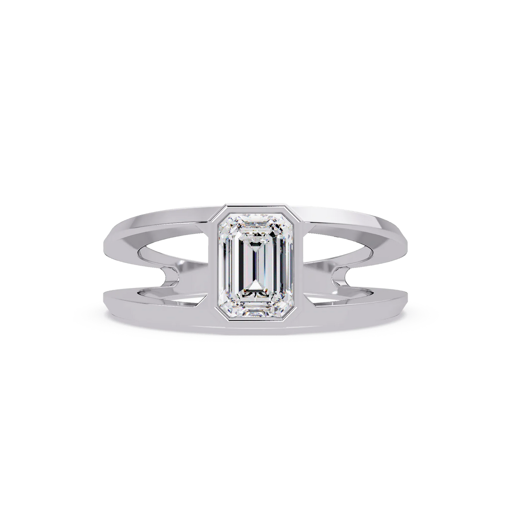 IGI Certified - 1 Ct. Lab Grown Diamond (VS/E-F) Emerald Cut Solitaire Ring