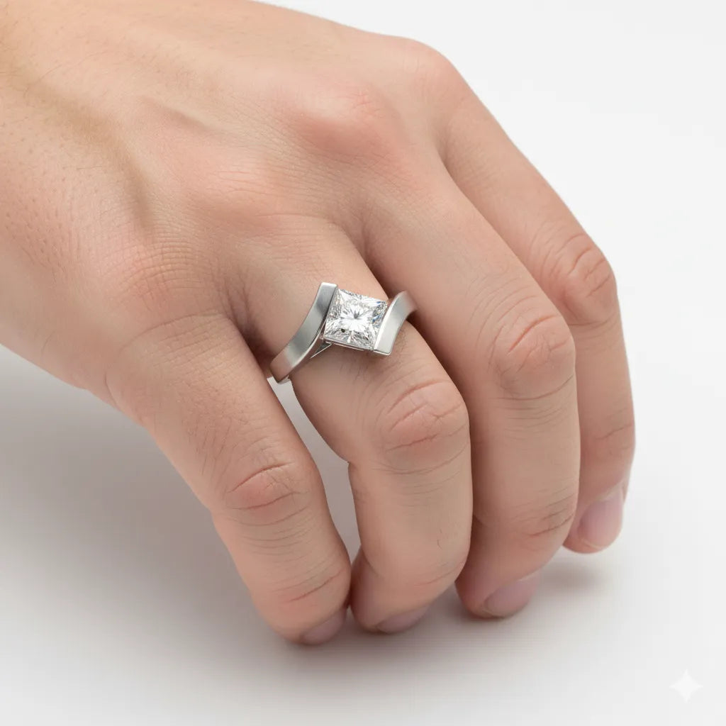 IGI Certified - 2 Ct. Lab Grown Diamond (VS/E-F) Elegant Princess Cut Diamond Ring