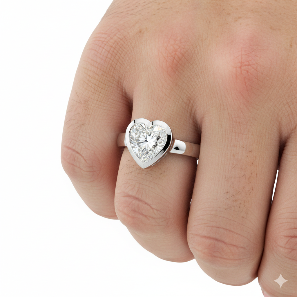 IGI Certified - 1/2 Ct. Lab Grown Diamond (VS/E-F) Heart-Shaped Solitaire Diamond Ring in 18K Gold