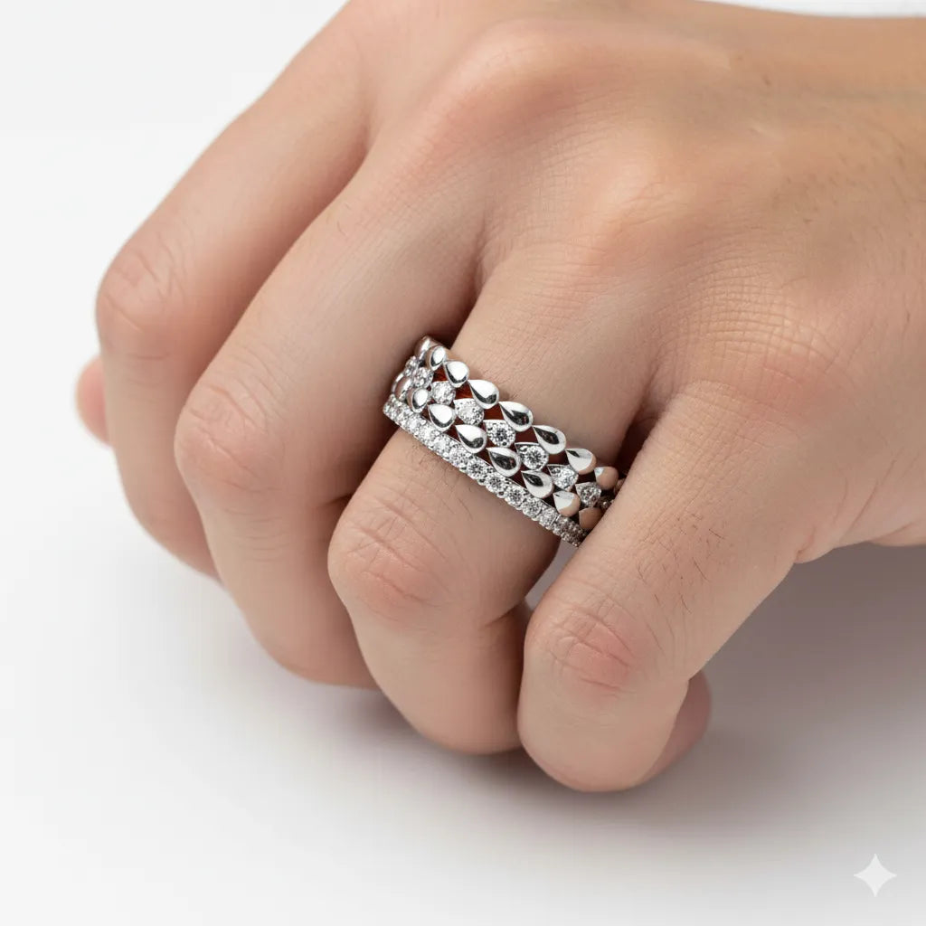 IGI Certified - 1/2 Ct. Lab Grown Diamond (VS/E-F) Diamond Petal Eternity Band Ring – Full Eternity Design Ring