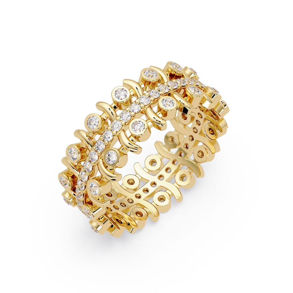 IGI Certified - 1/2 Ct. Lab Grown Diamond (VS/E-F) Diamond Eternity Band – Double-Row Articulated Design Ring
