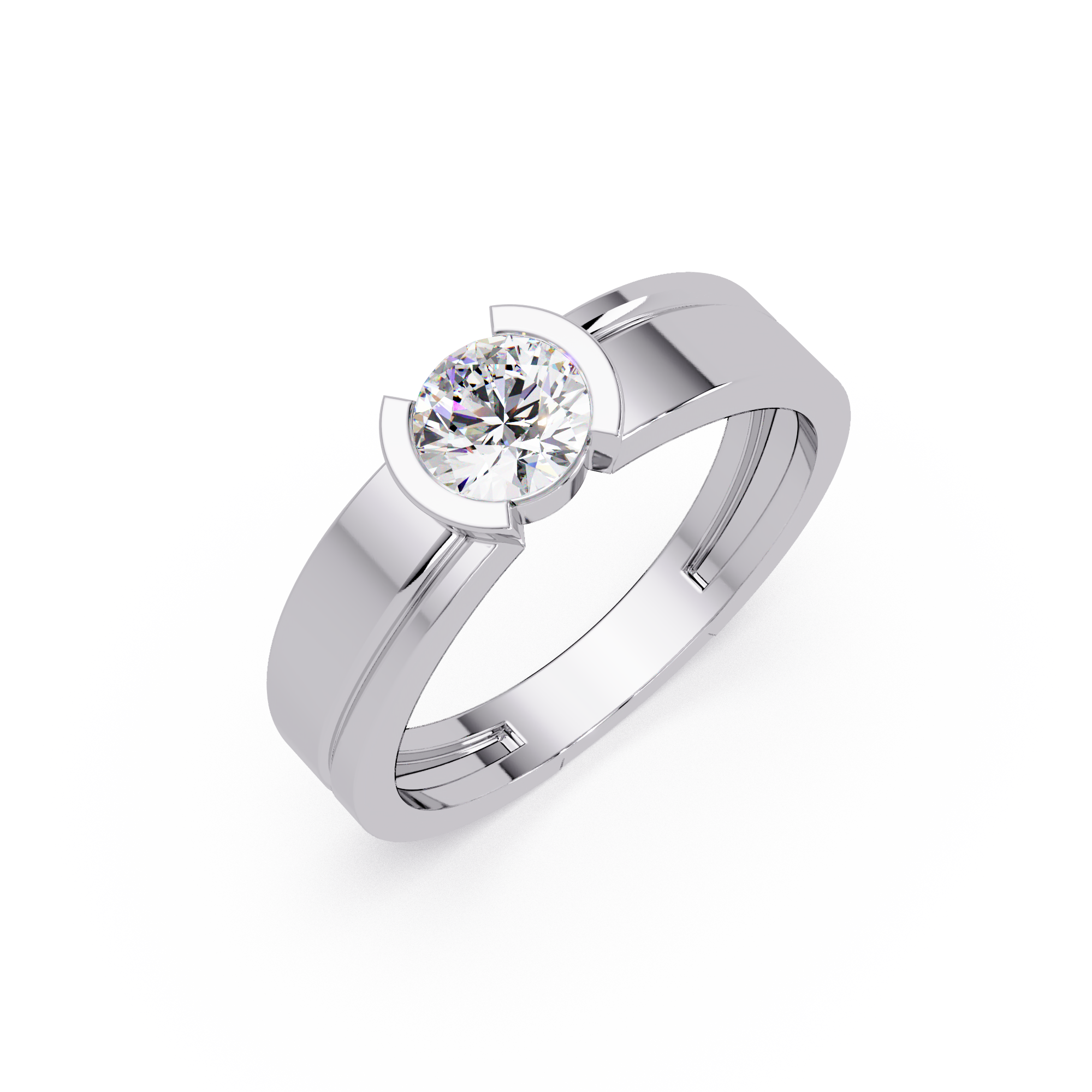 Chic Round Diamond Ring with Modern Band