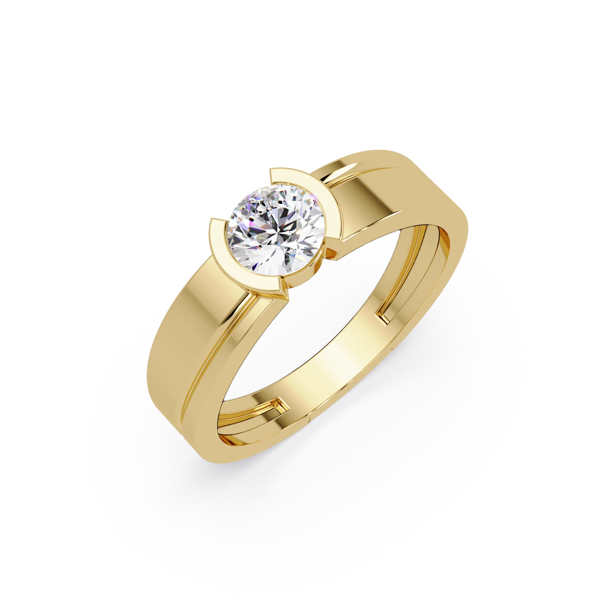 Chic Round Diamond Ring with Modern Band