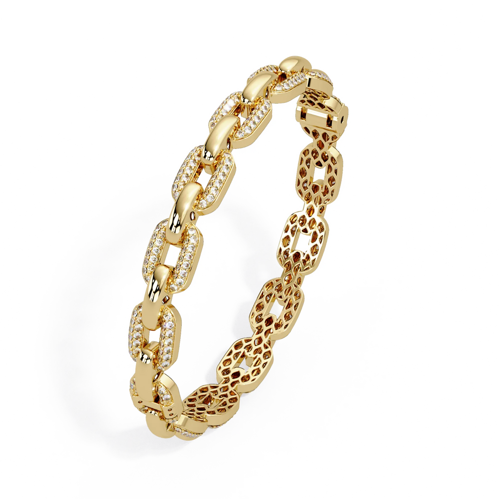 IGI Certified -2.5 Ct. Lab Grown Diamond (VS/E-F) Golden Honeycomb Chain Bracelet