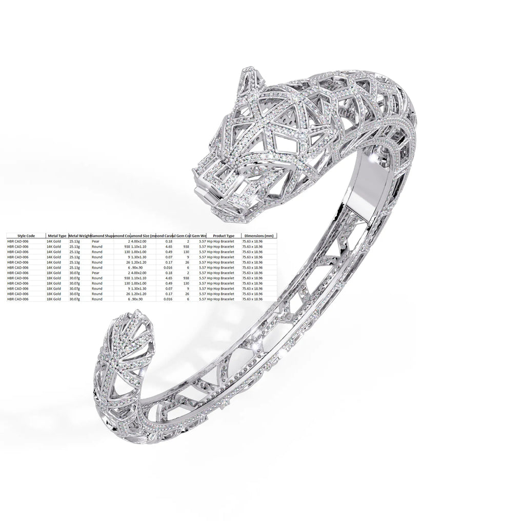 IGI Certified - 5.5 Ct. Lab Grown Diamond (VS/E-F) Prism Panther Bracelet