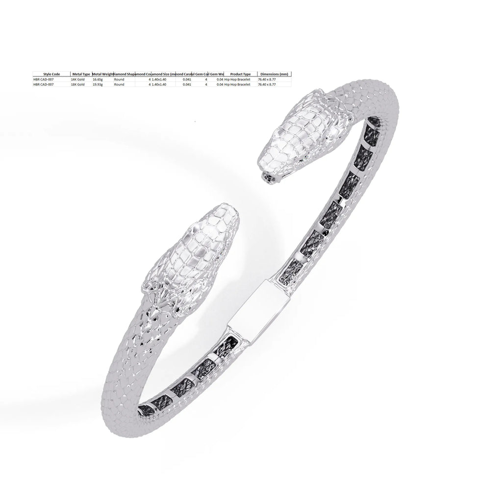 IGI Certified - 1/2 Ct. Lab Grown Diamond (VS/E-F) The Monarch Cobra Cuff Bracelet