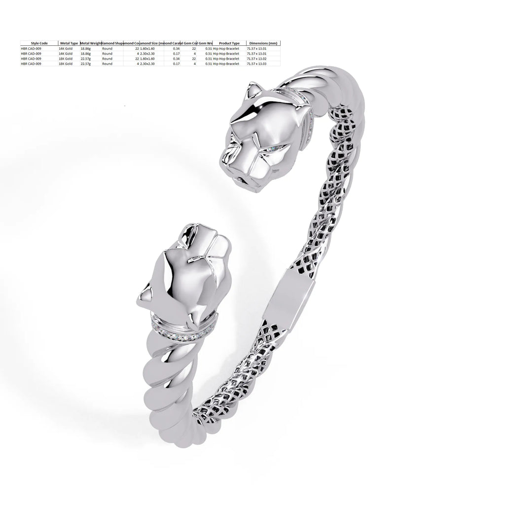 IGI Certified -1/2 Ct. Lab Grown Diamond (VS/E-F) The Panther Head Bracelet
