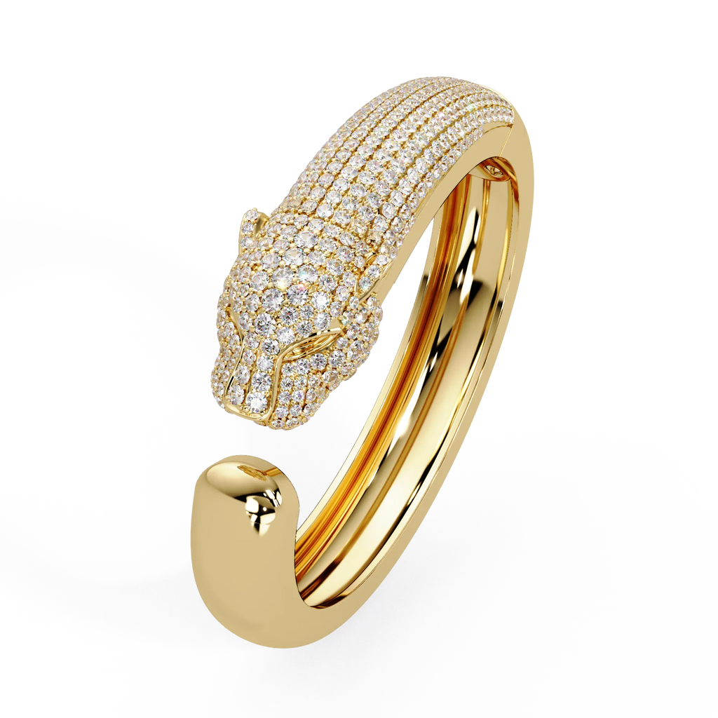 IGI Certified - 5 Ct. Lab Grown Diamond (VS/E-F) The Majestic Leopard bangle Bracelet
