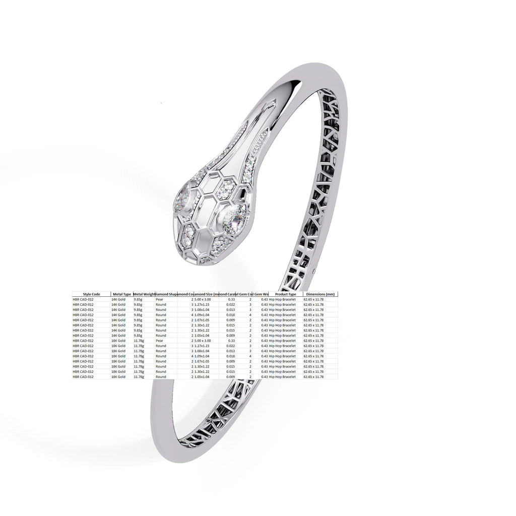 IGI Certified - 1/2 Ct. Lab Grown Diamond (VS/E-F) The Aurelian Serpent Bracelet