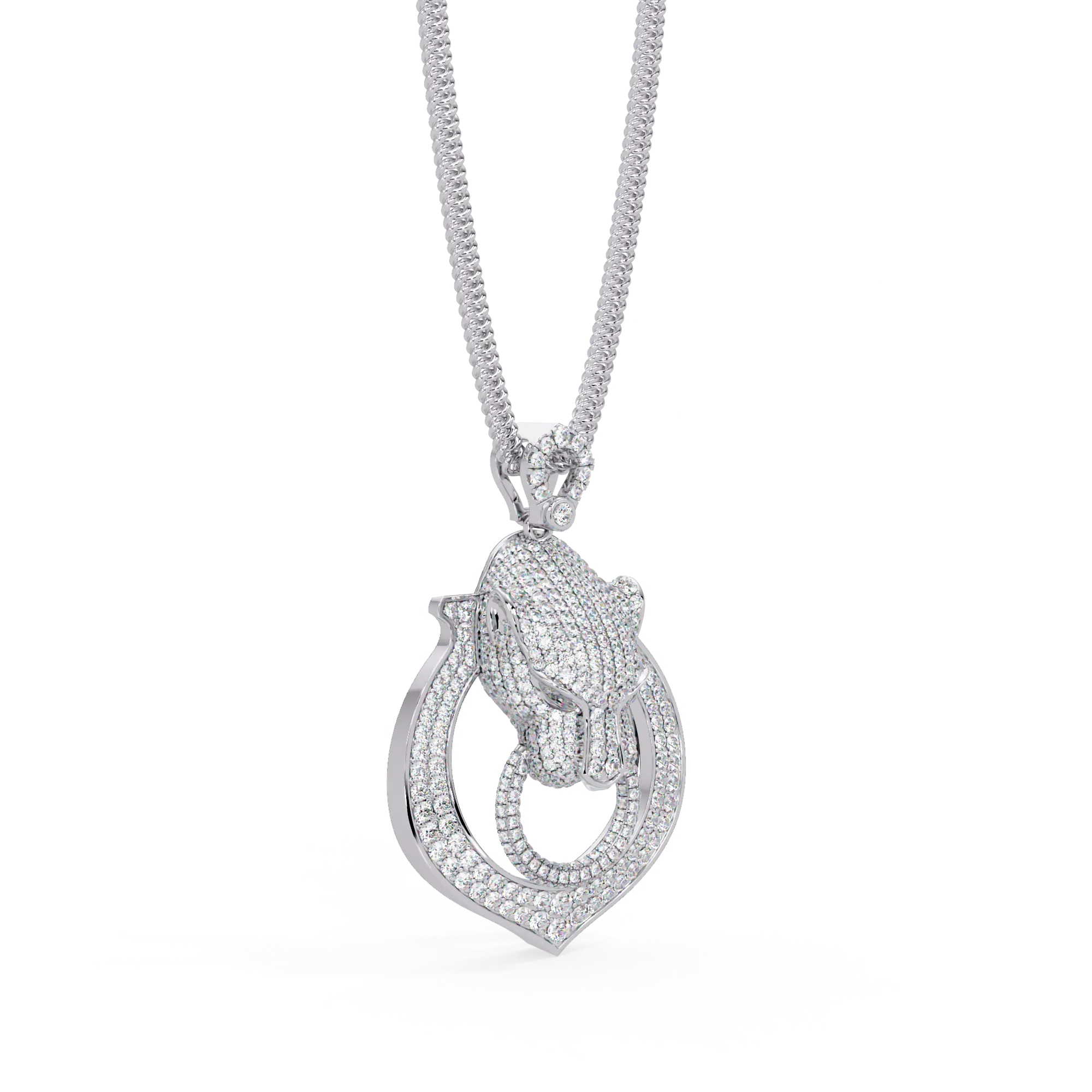 IGI Certified - 3.51 Ct. Lab Grown Diamond (VS/E-F) The Royal Blue Panther Shield Pendant