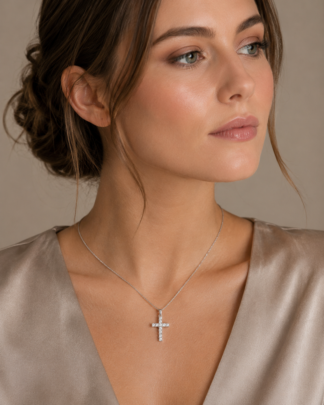 0.55 Carat Lab Grown Diamond Cross Pendant