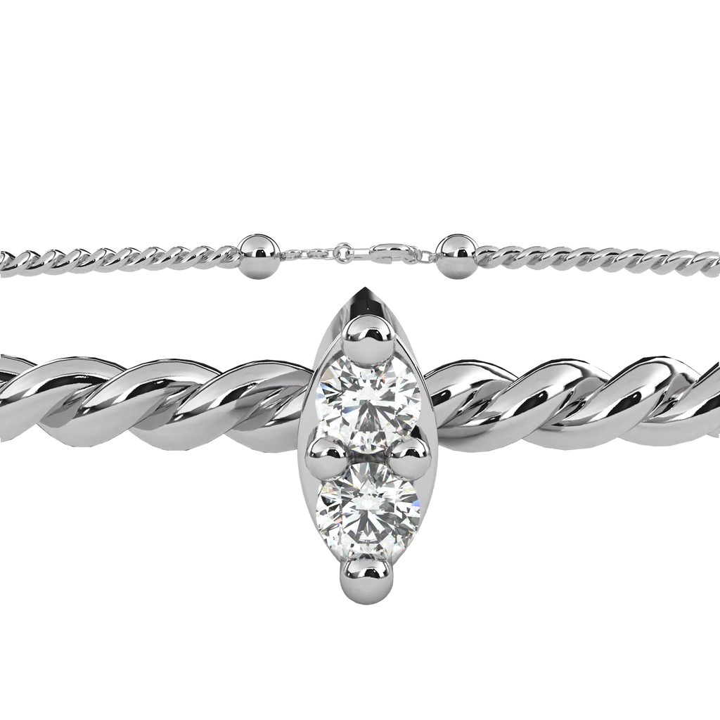 IGI Certified - 1/2 Ct. Lab Grown Diamond (VS/E-F) Twisted Rope Diamond Bangle Bracelet