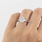 IGI Certified - 1 Ct.Lab Grown Diamond (VS/E-F) Oval Solitaire Ring - 925 Sterling Silver