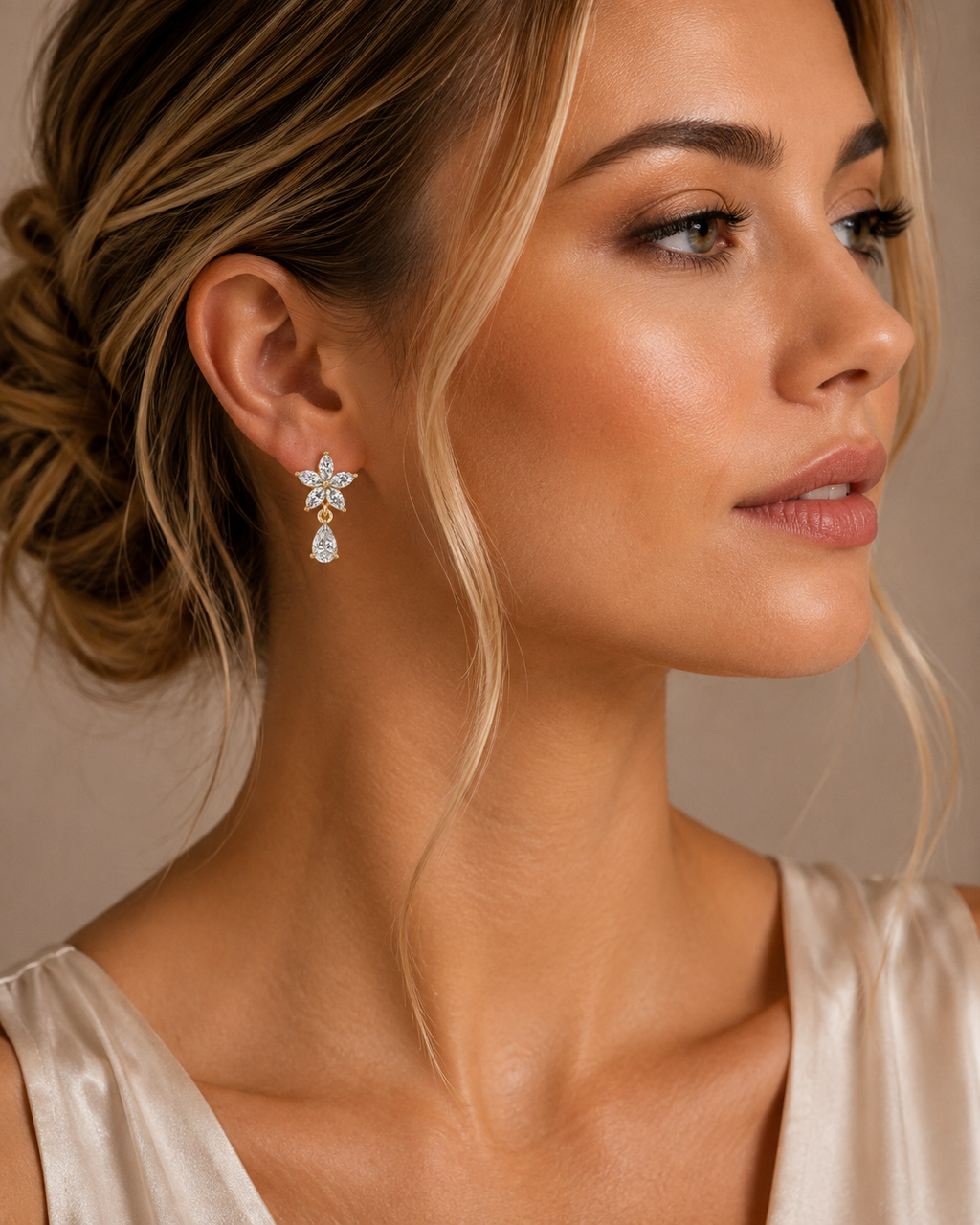 1.75 Carat Lab Grown Diamond Floral Tear Drop Earrings, IGI Certified