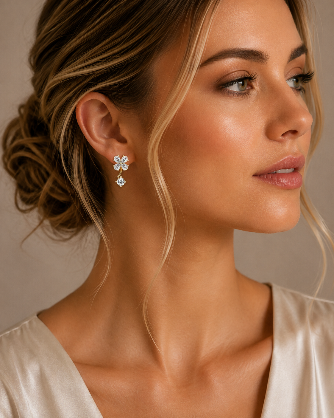 1.60 Carat Lab Grown Diamond Clover Earrings, IGI Certified