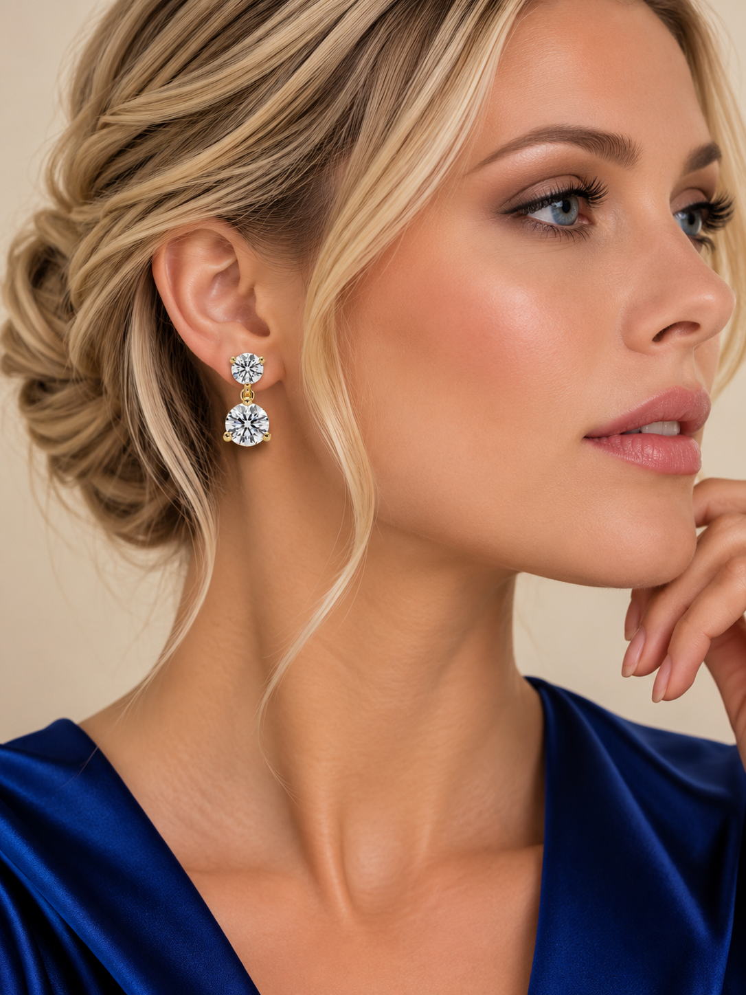 2.75 Carat Lab Grown Diamond Round Dangle Earrings, IGI Certified