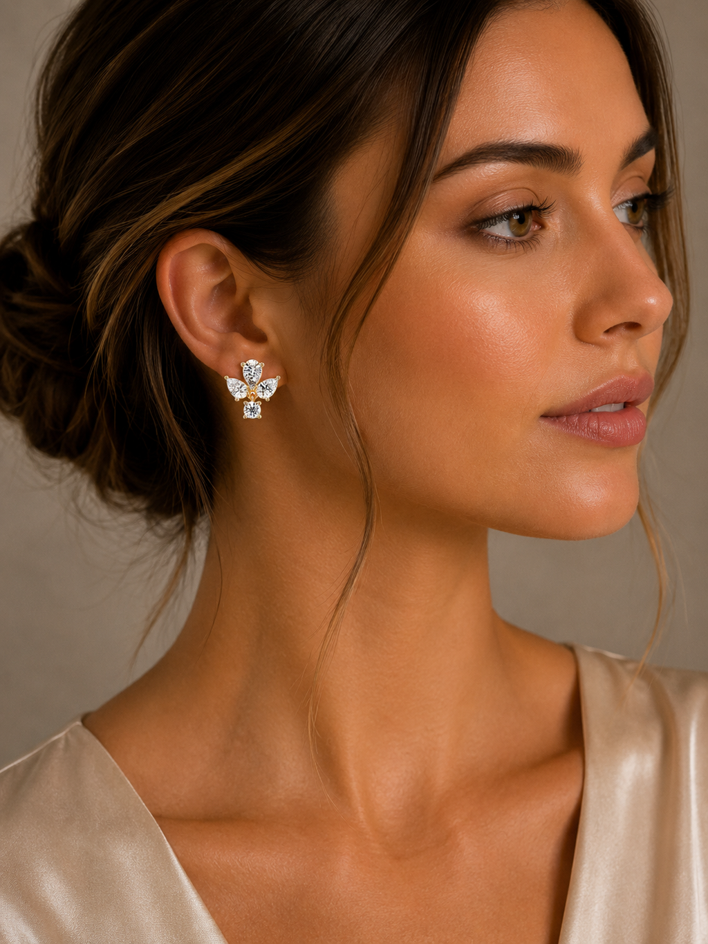 2.00 Carat Lab Grown Diamond Floral Pear & Round Drop Earrings, IGI Certified