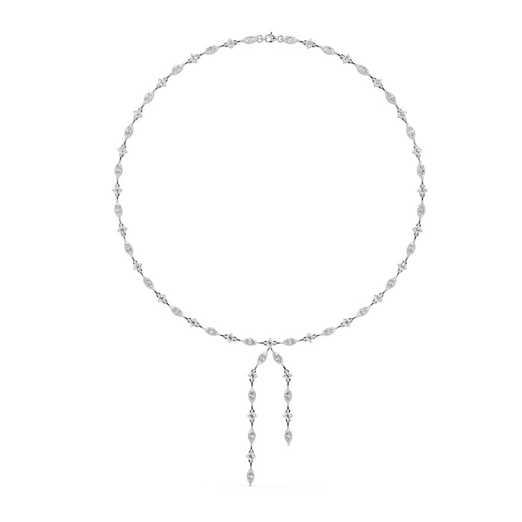 IGI Certified - 8.07 Ct. Lab Grown Diamond (VS/E-F) Marquise & Round Diamond Drop-Front Necklace