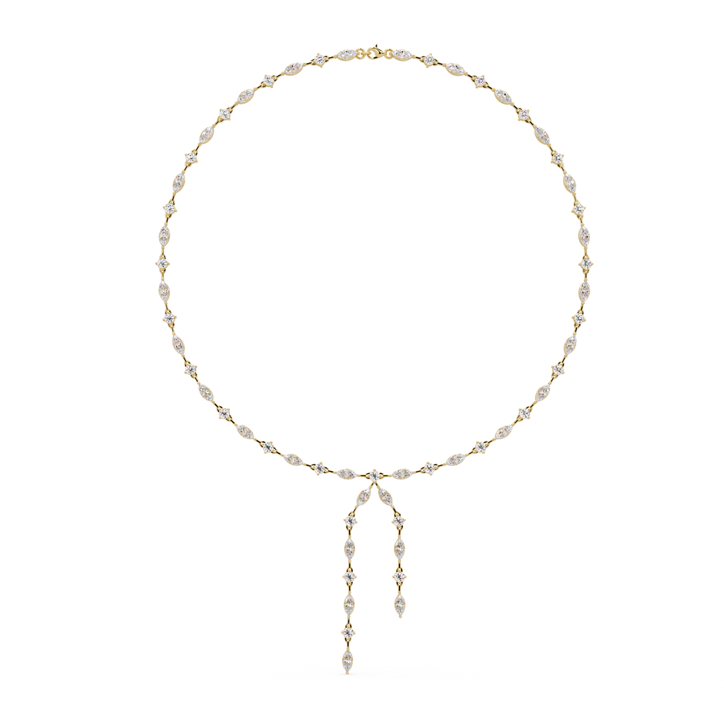 IGI Certified - 8.07 Ct. Lab Grown Diamond (VS/E-F) Marquise & Round Diamond Drop-Front Necklace