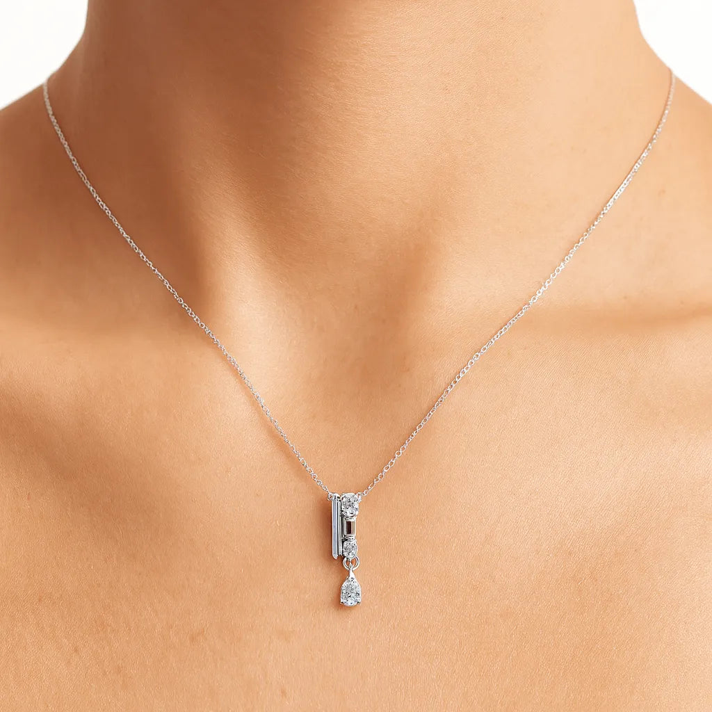 Four-Stone Vertical Diamond Drop Pendant