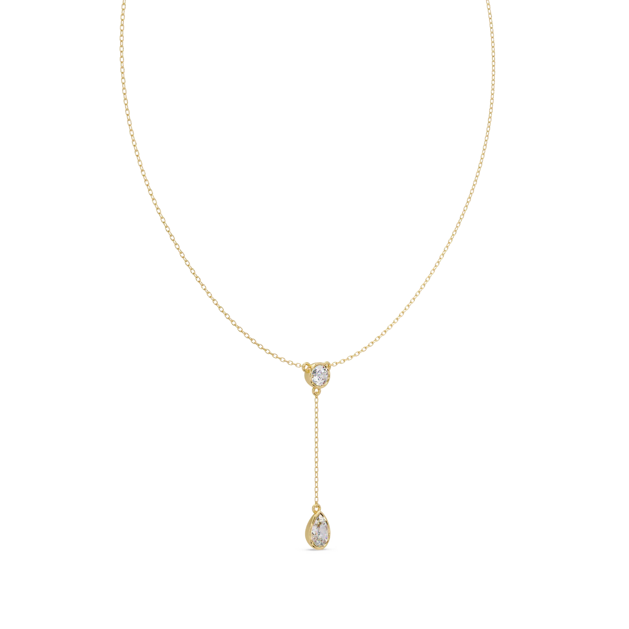 Diamond Y-Drop Necklace with Pear & Round Stones