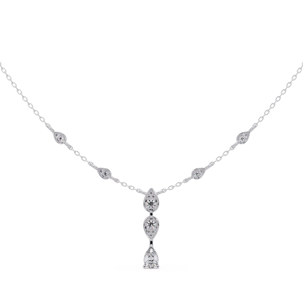 IGI Certified - 0.60 Ct. Lab Grown Diamond (VS/E-F) Elegant Pear-Shaped Diamond Station Necklace