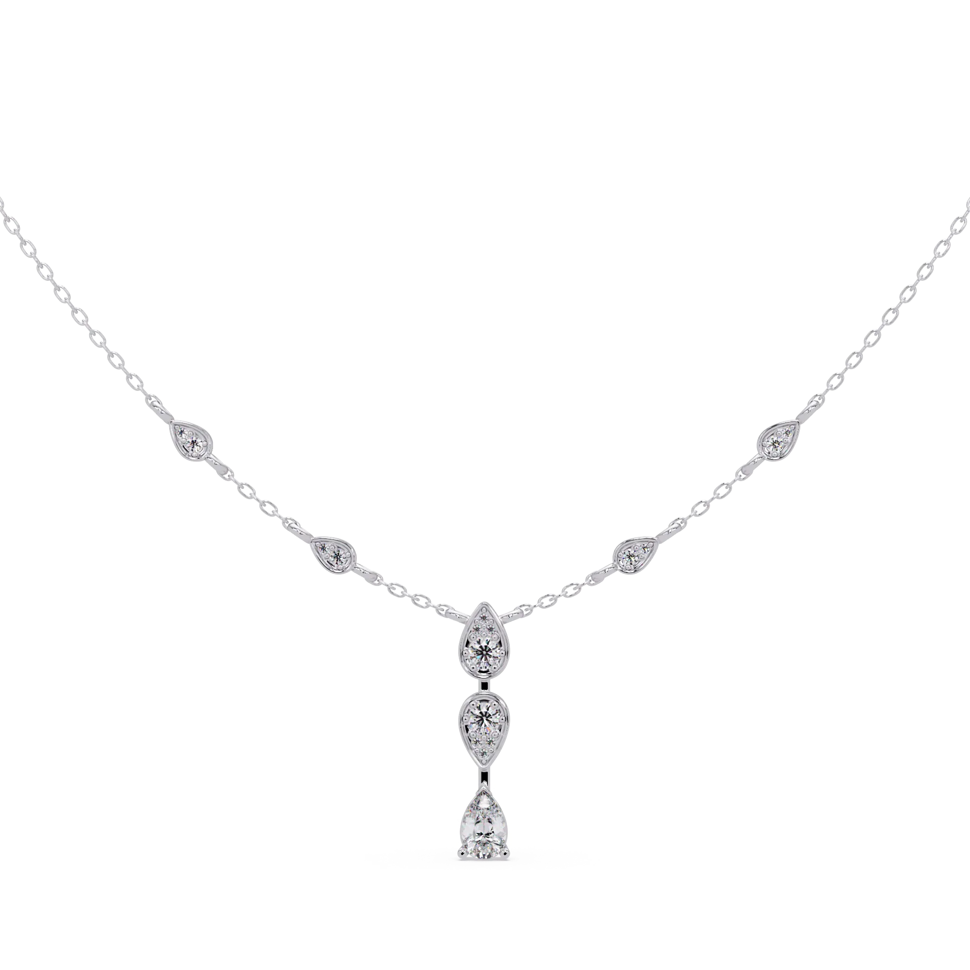 Elegant Pear-Shaped Diamond Station Necklace