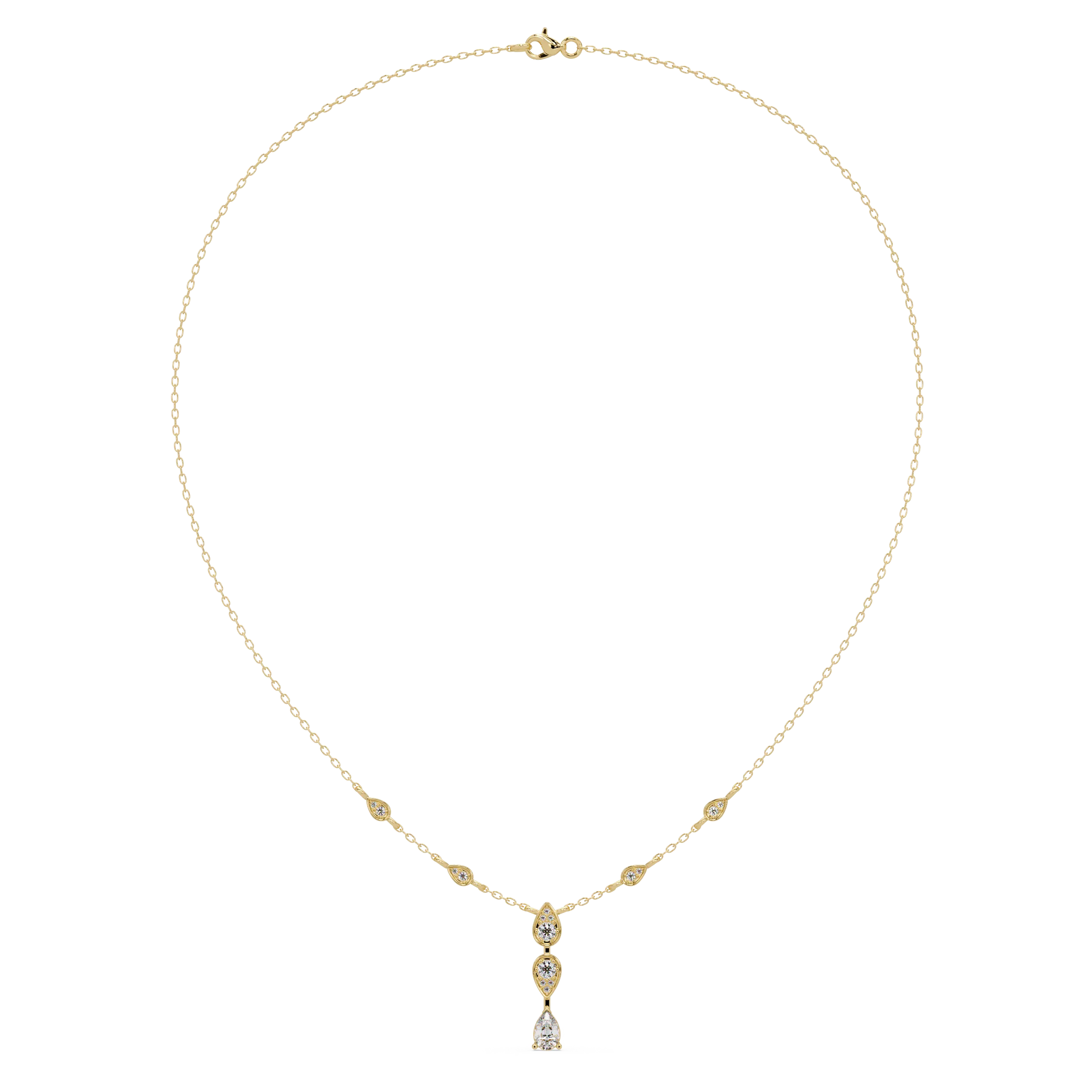 Elegant Pear-Shaped Diamond Station Necklace