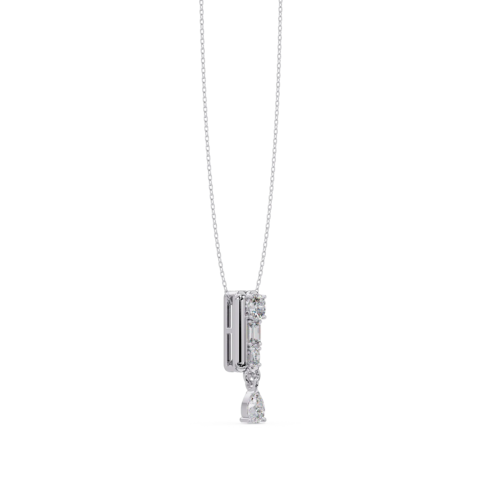 Four-Stone Vertical Diamond Drop Pendant