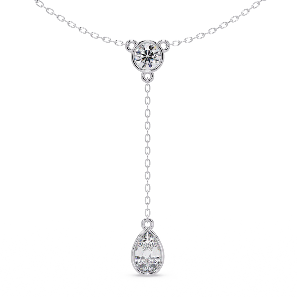 IGI Certified - 1.25 Ct. Lab Grown Diamond (VS/E-F) Diamond Y-Drop Necklace with Pear & Round Stones Necklace