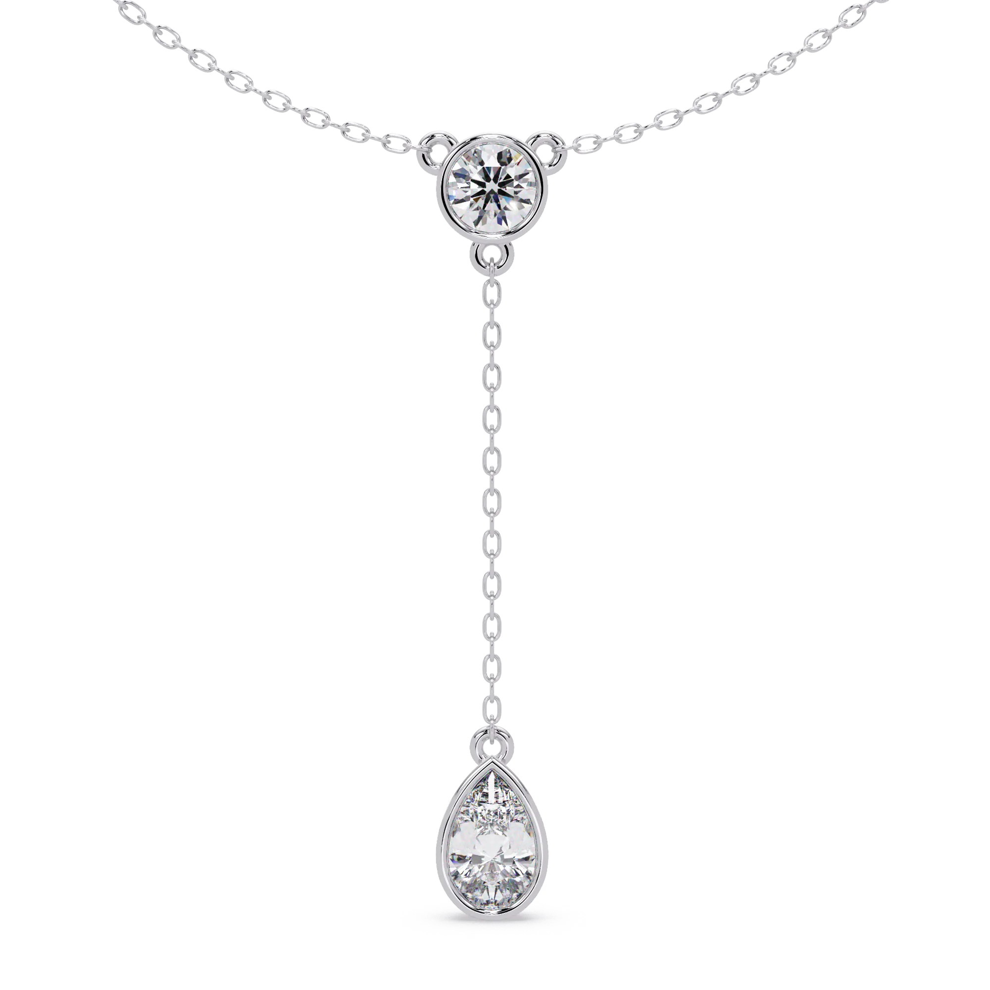 Diamond Y-Drop Necklace with Pear & Round Stones