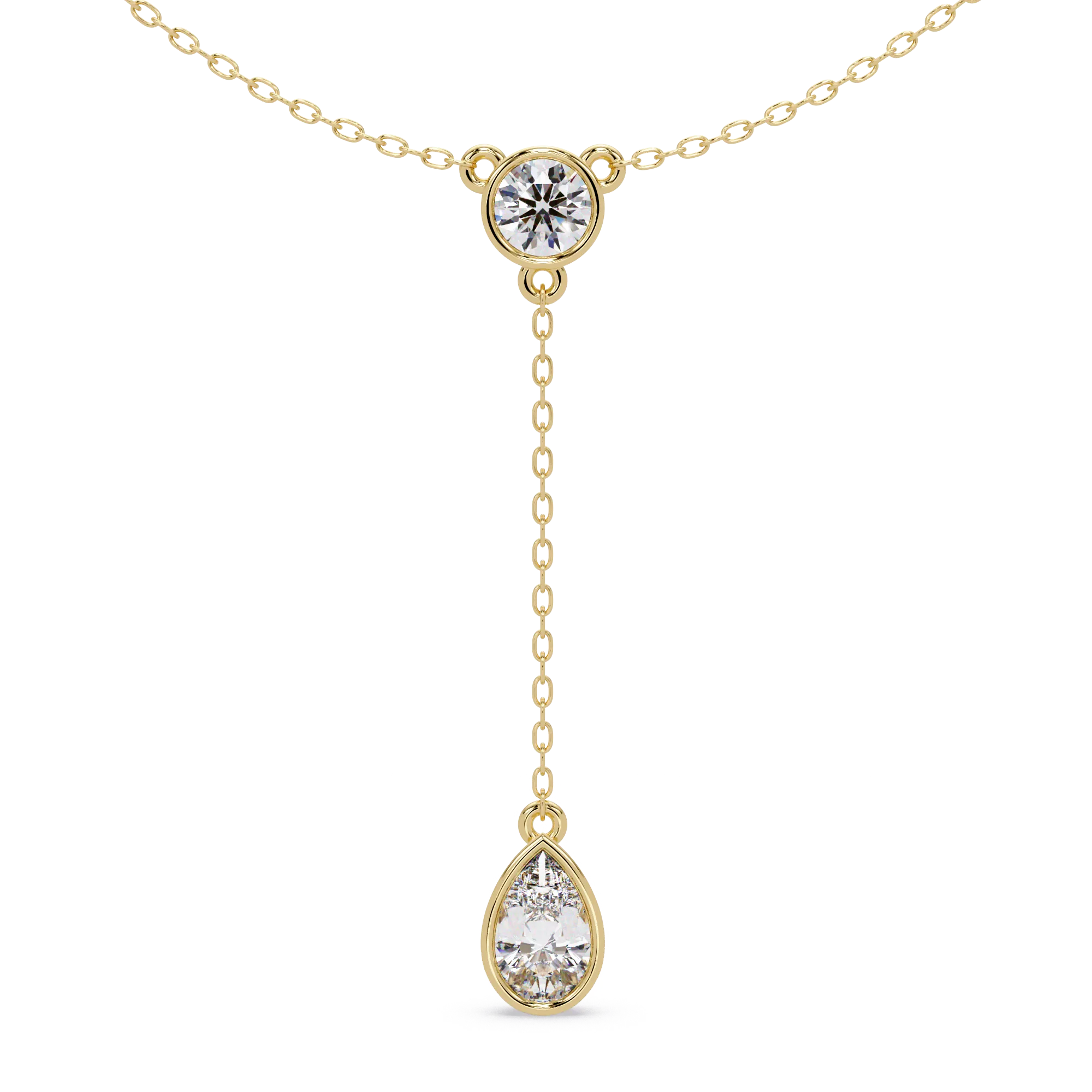 Diamond Y-Drop Necklace with Pear & Round Stones