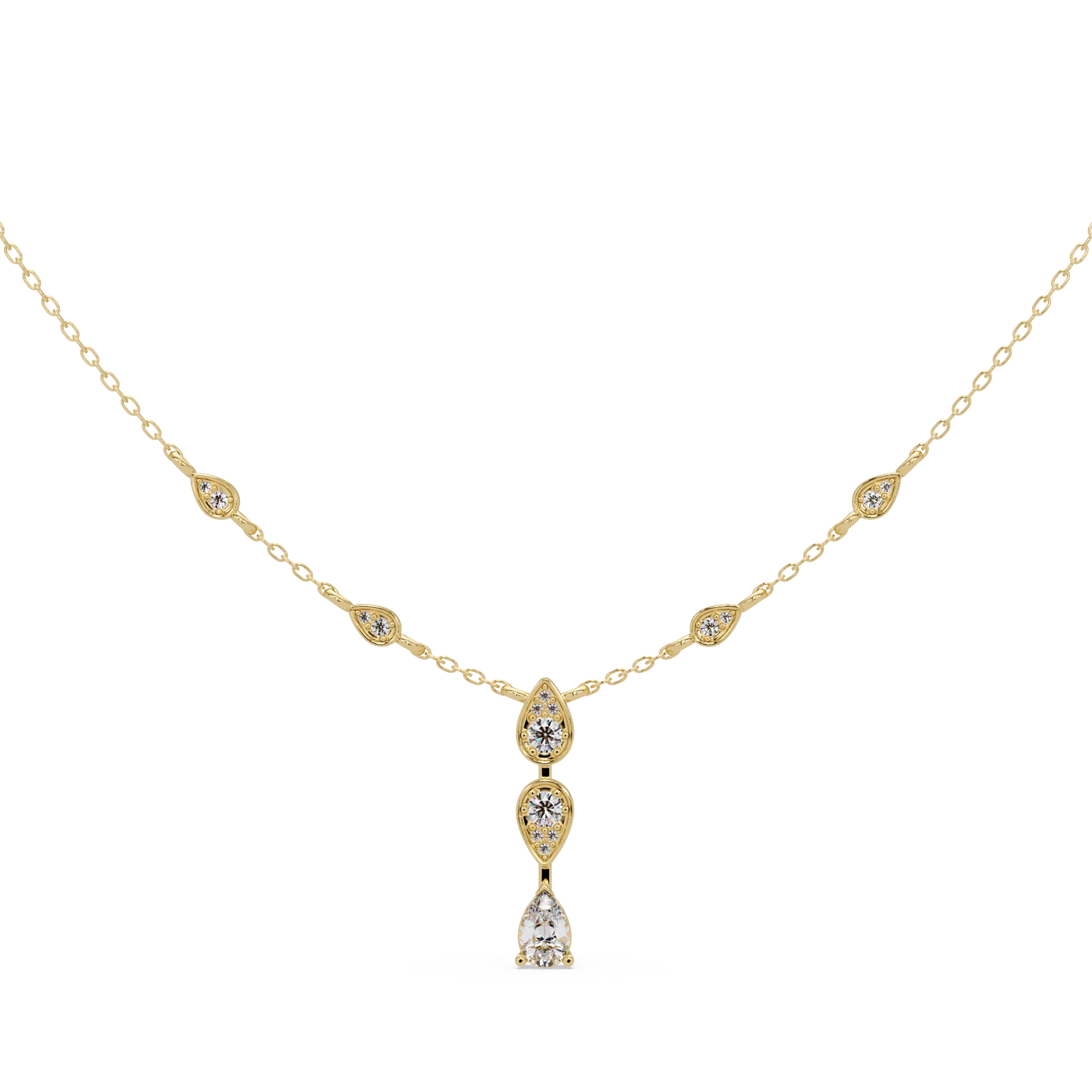 Elegant Pear-Shaped Diamond Station Necklace