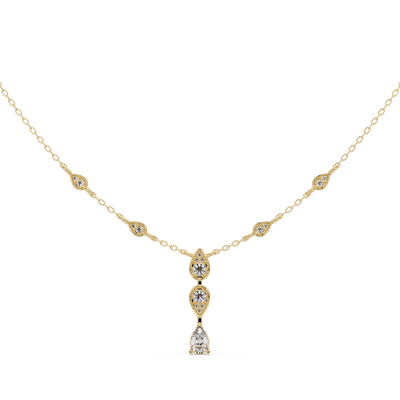 Elegant Pear-Shaped Diamond Station Necklace