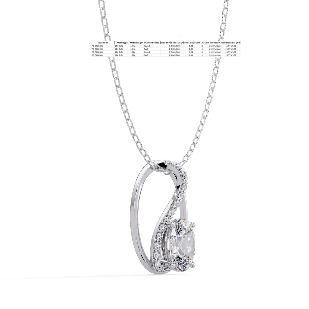 IGI Certified - 1.33 Ct. Lab Grown Diamond (VS/E-F) Eternal Radiance Twisted Oval Diamond Pendant