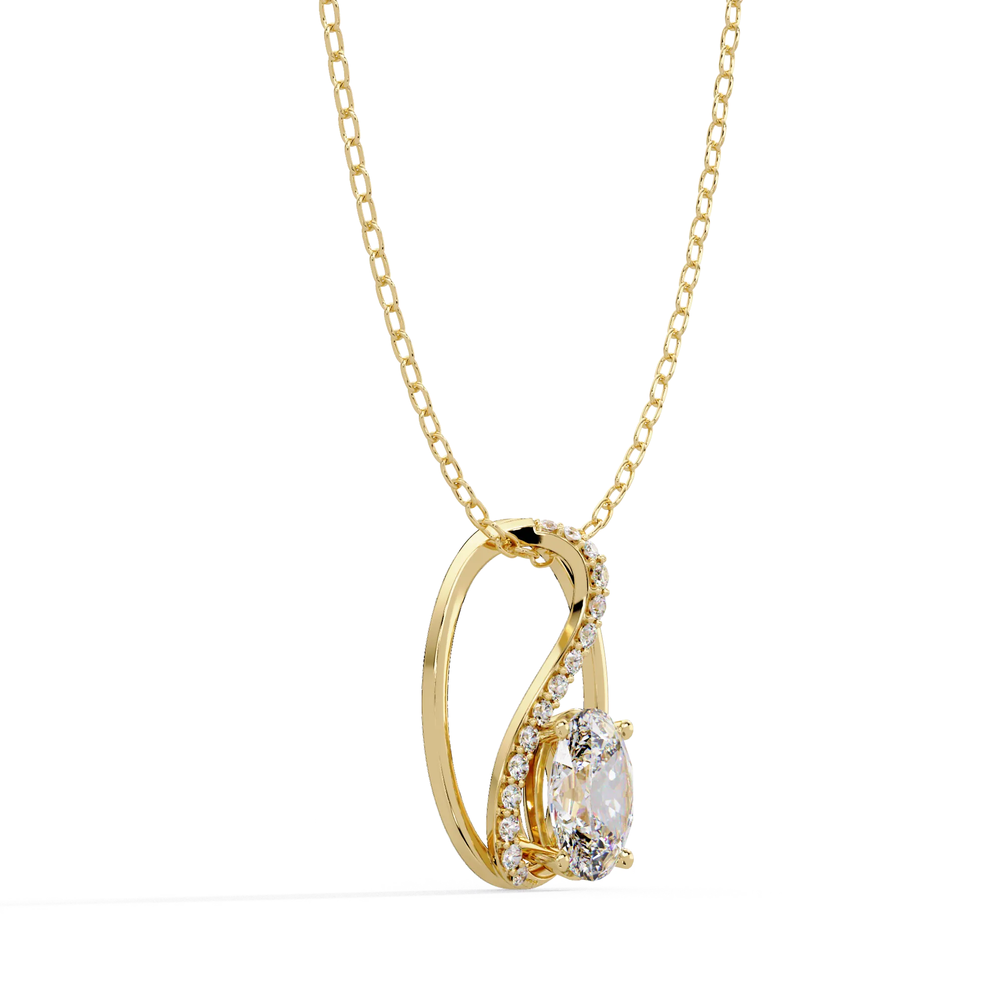 IGI Certified - 1.33 Ct. Lab Grown Diamond (VS/E-F) Eternal Radiance Twisted Oval Diamond Pendant