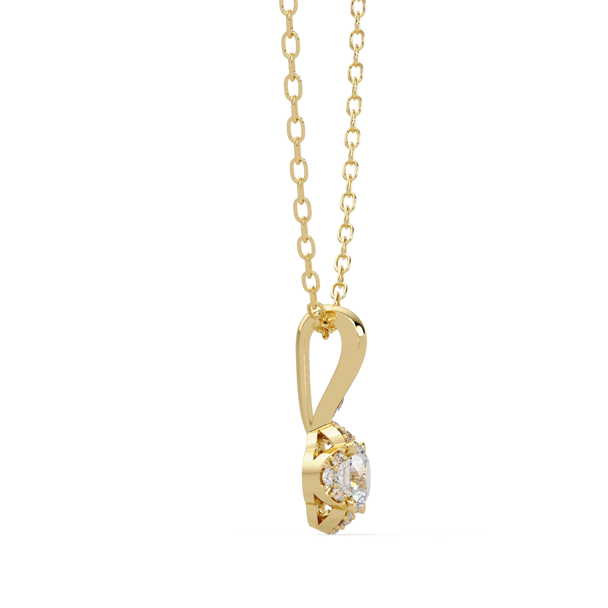 IGI Certified - 0.42 Ct. Lab Grown Diamond (VS/E-F) Celestial Halo Round Diamond Pendant