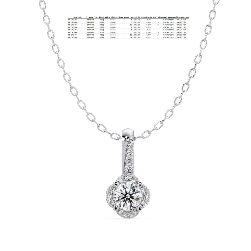 IGI Certified - 0.42 Ct. Lab Grown Diamond (VS/E-F) Celestial Halo Round Diamond Pendant