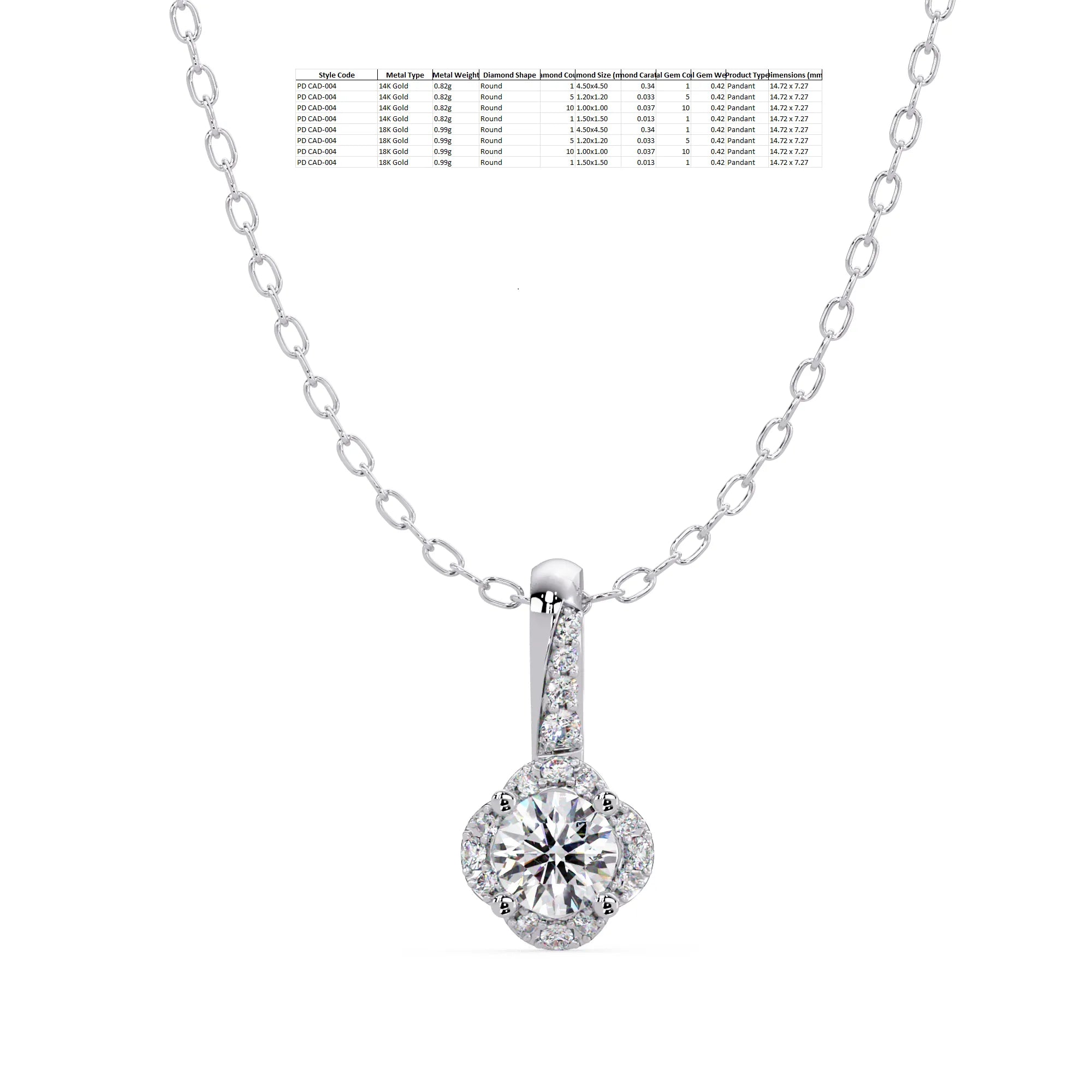IGI Certified - 0.42 Ct. Lab Grown Diamond (VS/E-F) Celestial Halo Round Diamond Pendant