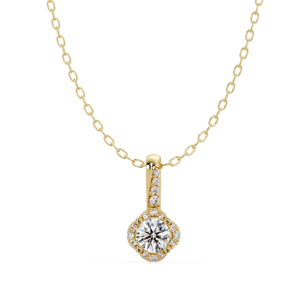 IGI Certified - 0.42 Ct. Lab Grown Diamond (VS/E-F) Celestial Halo Round Diamond Pendant