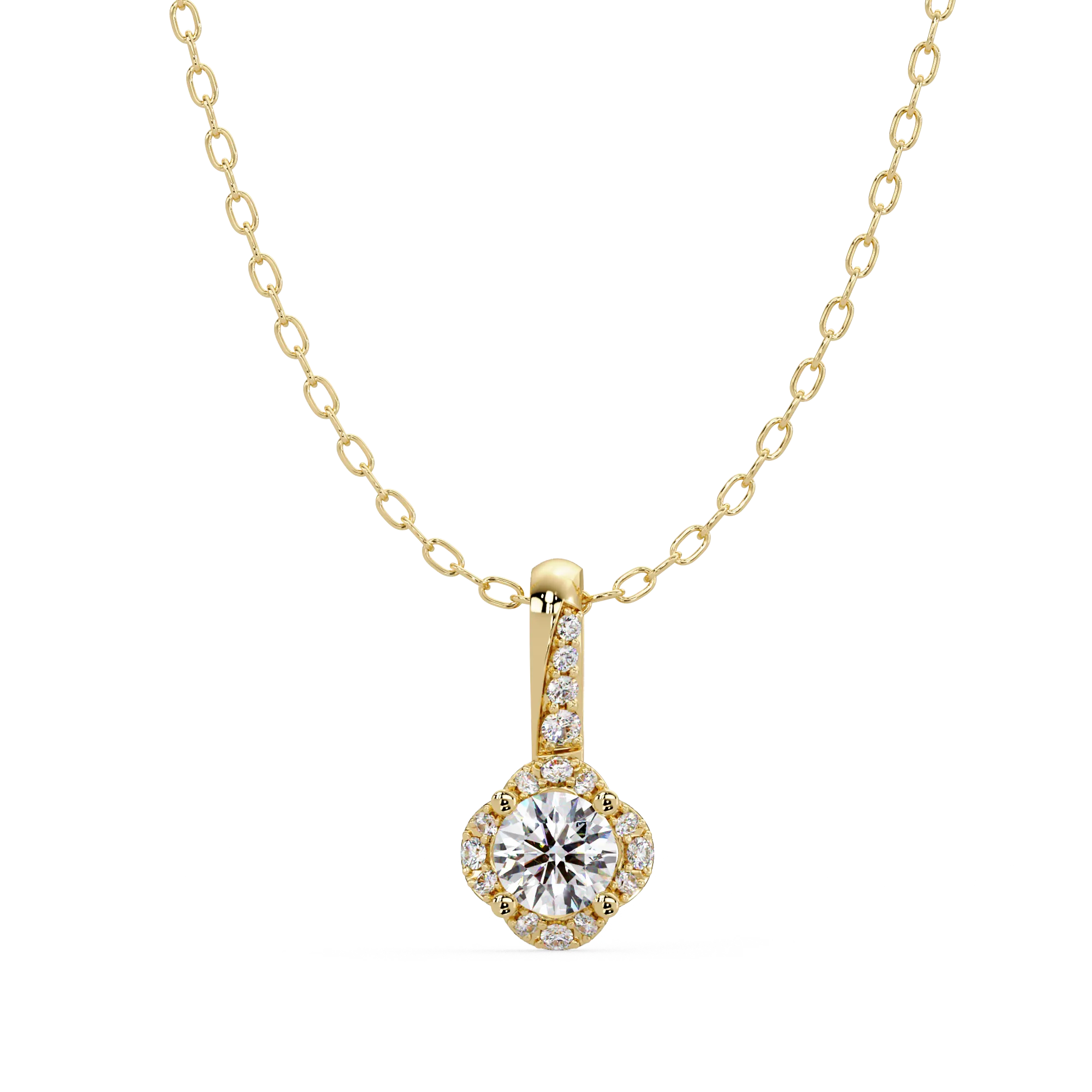 IGI Certified - 0.42 Ct. Lab Grown Diamond (VS/E-F) Celestial Halo Round Diamond Pendant